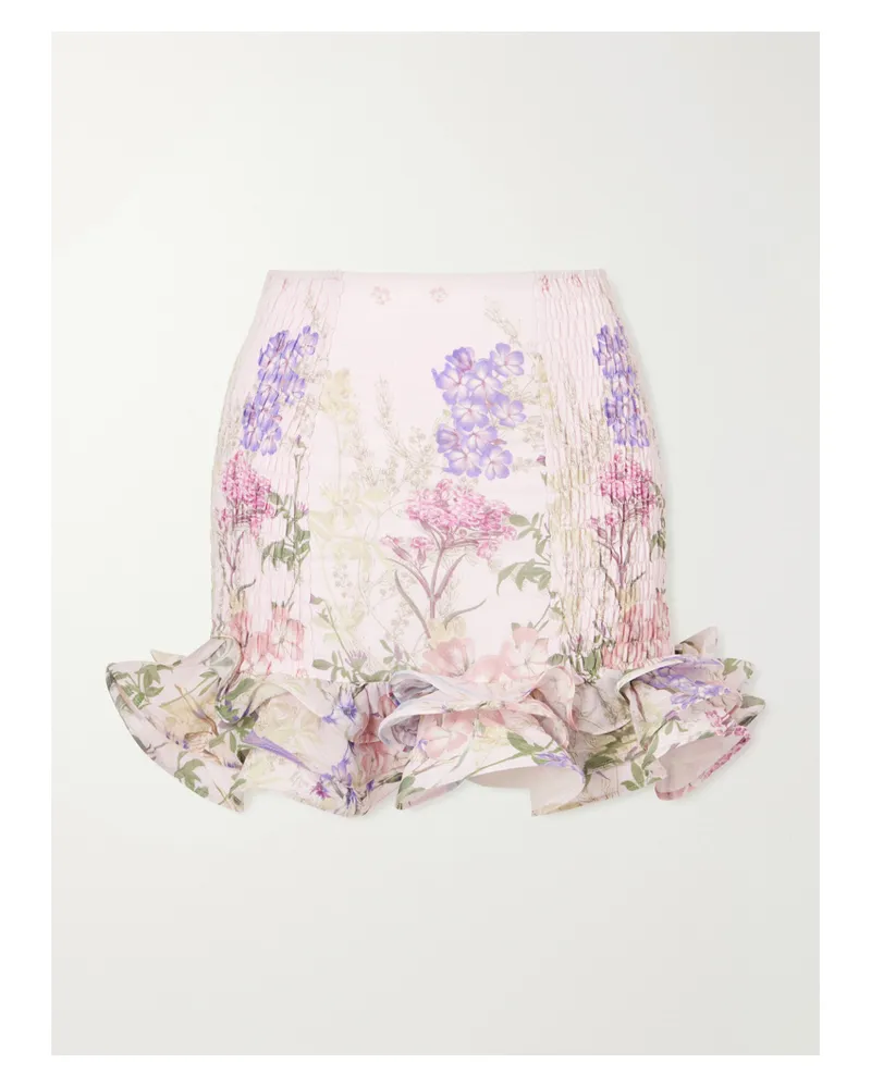 Charo Ruiz Floral Ruffled Cotton-blend Mini Skirt - Pink Pink