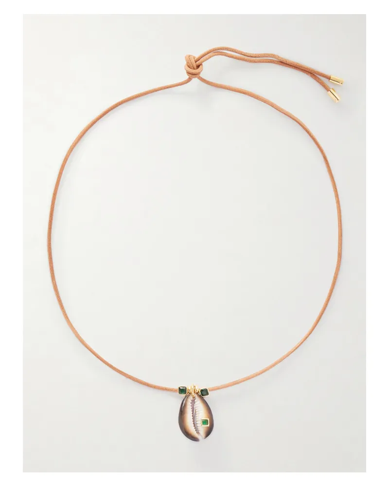 Martha Calvo Raya Suede Beaded Necklace - Gold Gold