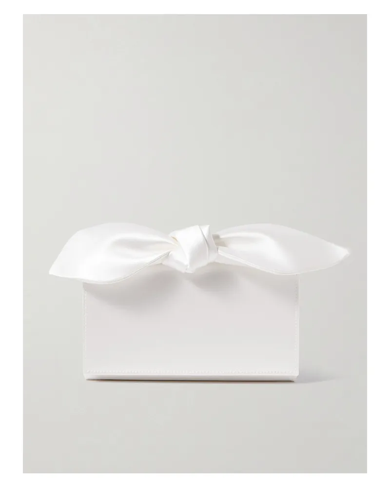Aquazzura Bow Tie Mini Satin Clutch - White White