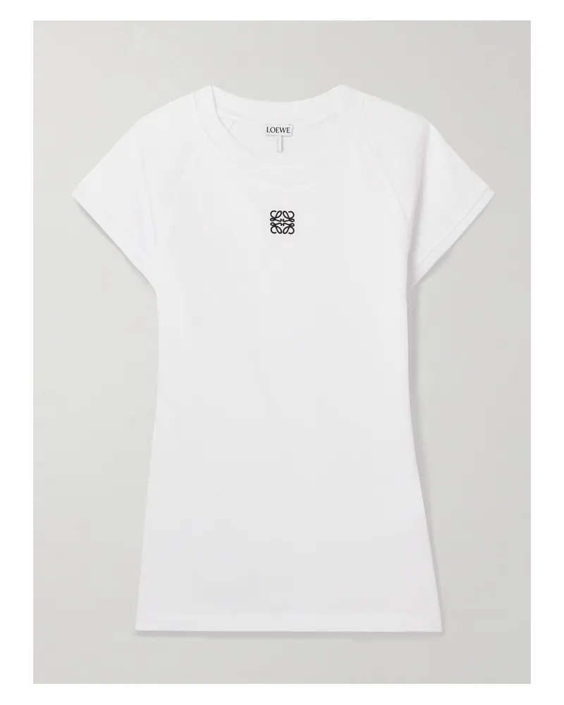 Loewe Anagram Embroidered Cotton-blend Jersey T-shirt - White White