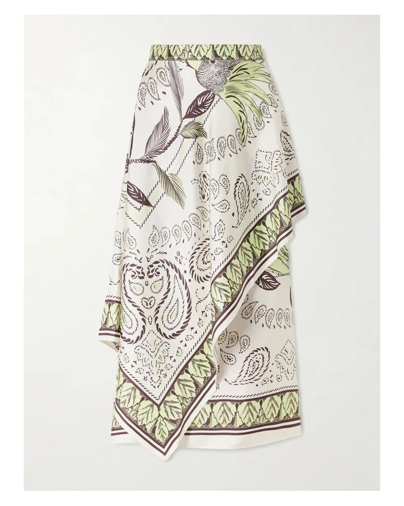 Tory Burch Printed Silk-twill Wrap Skirt - Multi Multi