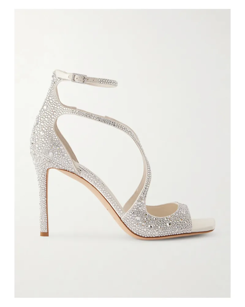 Jimmy Choo Azia 95 Sandalen Aus Satin Mit Kristallen - Silber Silber