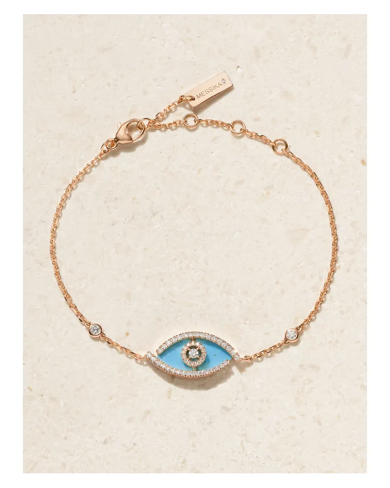 Messika Lucky Eye Armband Aus 18 Karat Roségold Mit Türkis Und Diamanten Gold