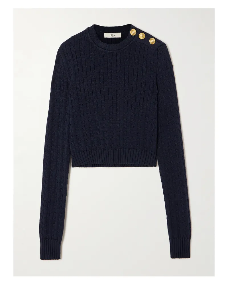 Chloé Zopfstrickpullover Aus Baumwolle Mit Verzierungen - Blau Blau