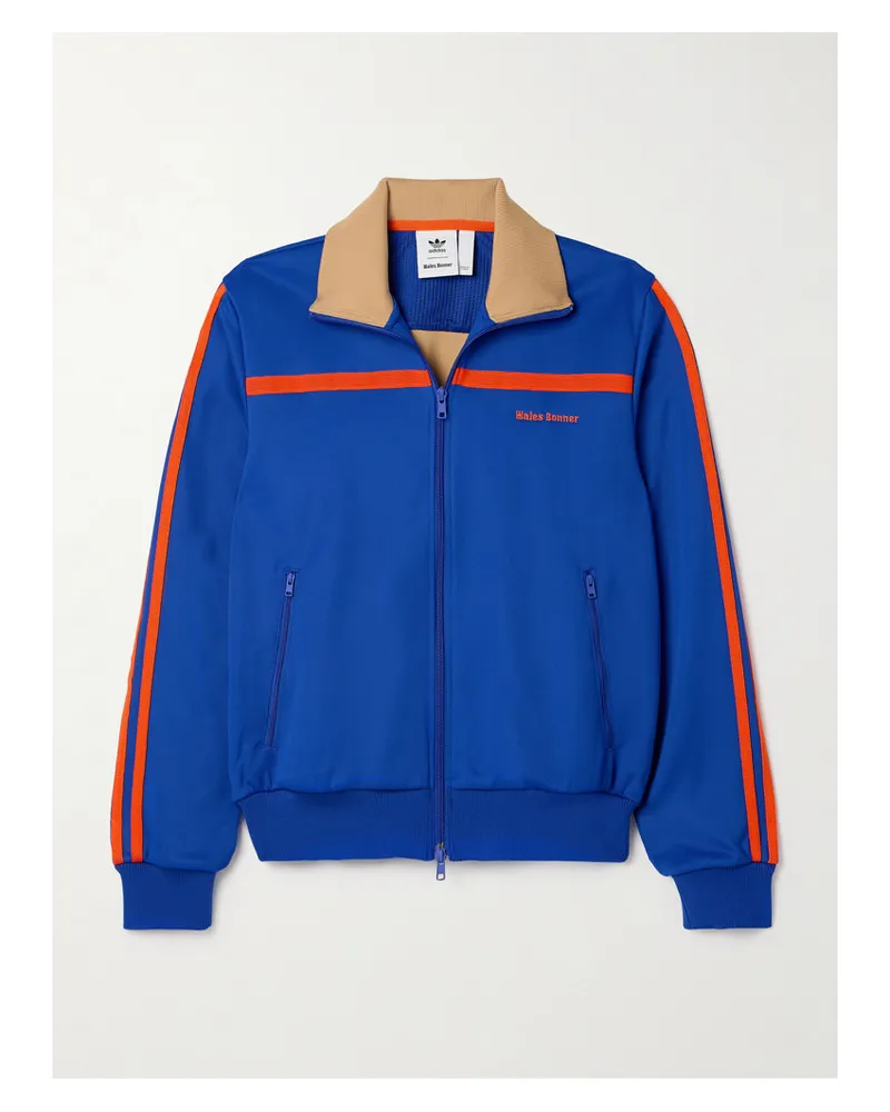 adidas Wales Bonner Trainingsjacke Aus Technischem Jersey Mit Recycelten Fasern, Streifen Und Stickereien - Blau Blau