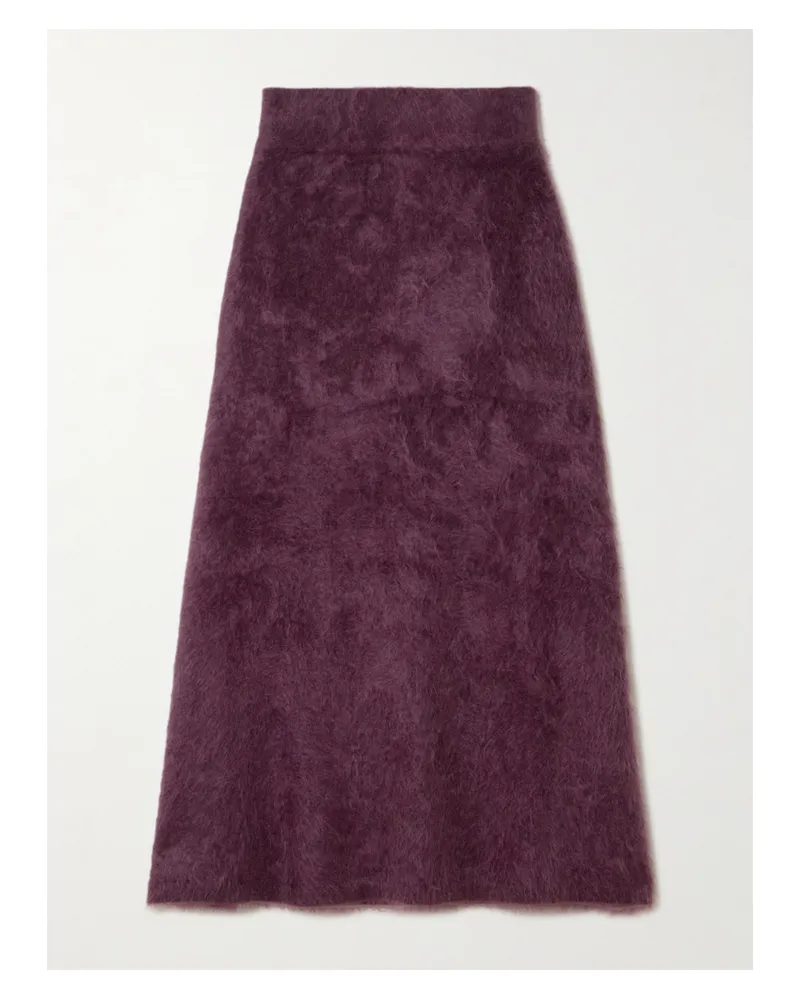Lisa Yang Asta Brushed-cashmere Midi Skirt - Burgundy Burgundy