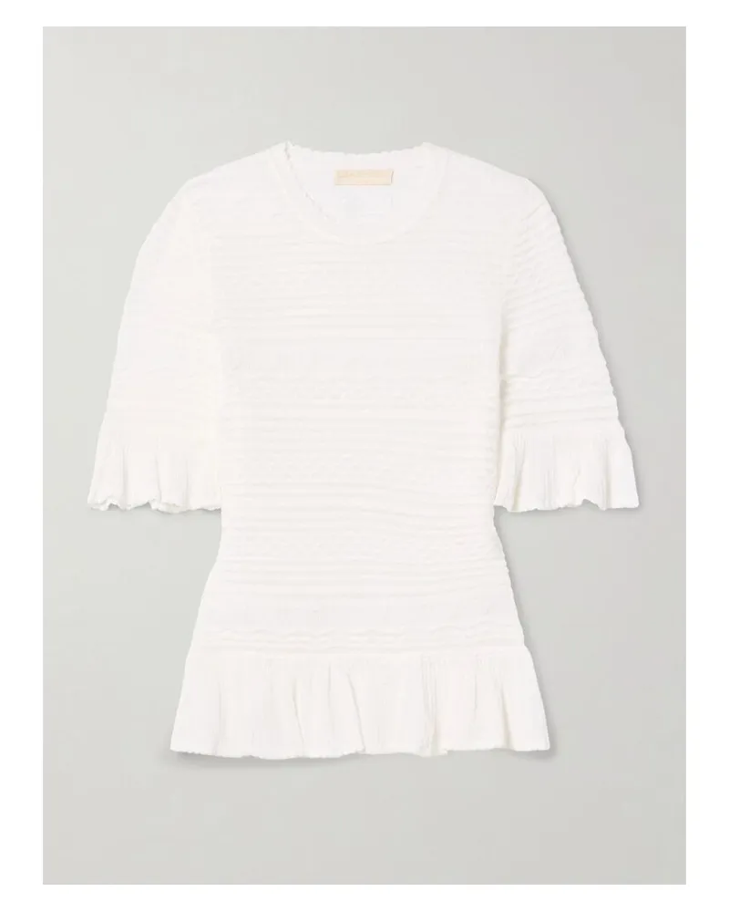 Ulla Johnson Flora Oberteil Aus Strick Mit Rüschen - Elfenbein Elfenbein