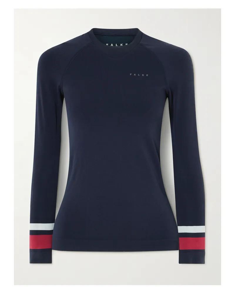 Falke Maximum Warm Skioberteil Aus Jersey Mit Streifen - Blau Blau