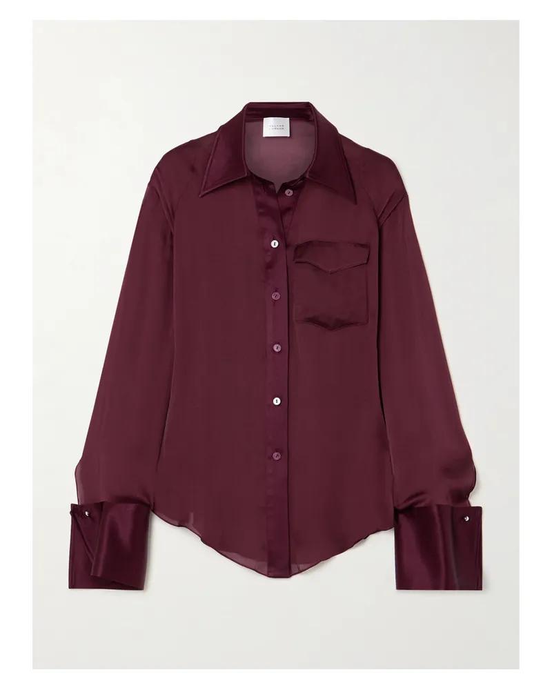 GALVAN Strata Bluse Aus Seidenchiffon Und Seidensatin - Burgunder Burgunder