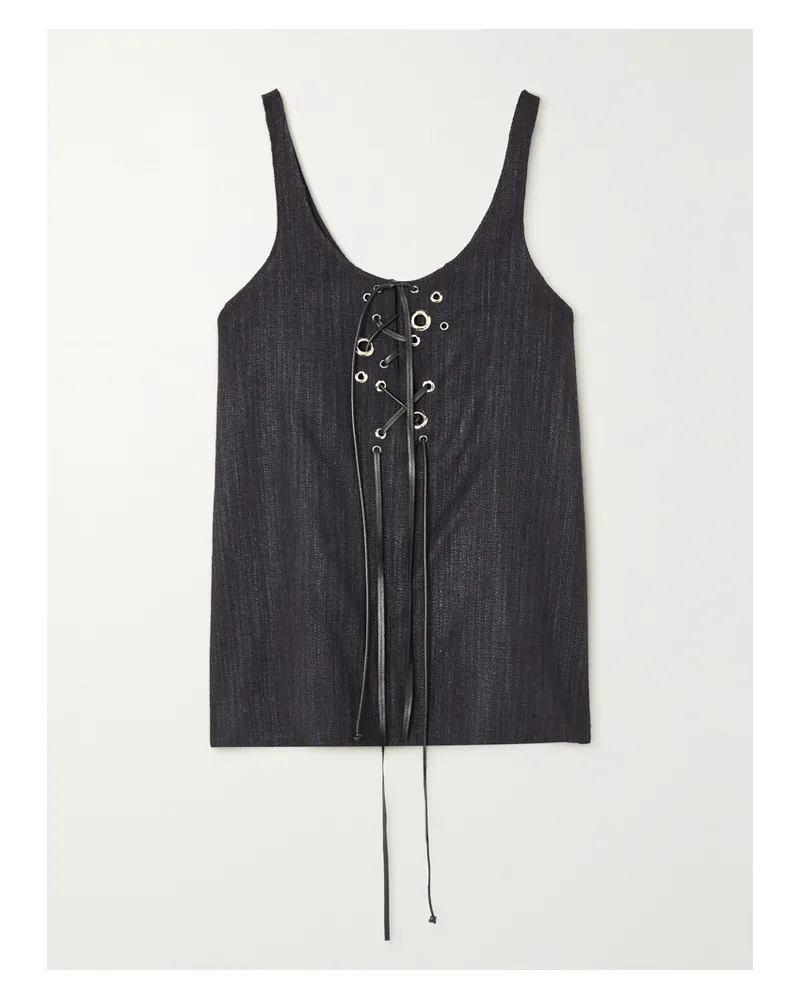 Chloé Tanktop Aus Canvas Aus Einer Seidenmischung Mit Lederbesatz - Schwarz Schwarz