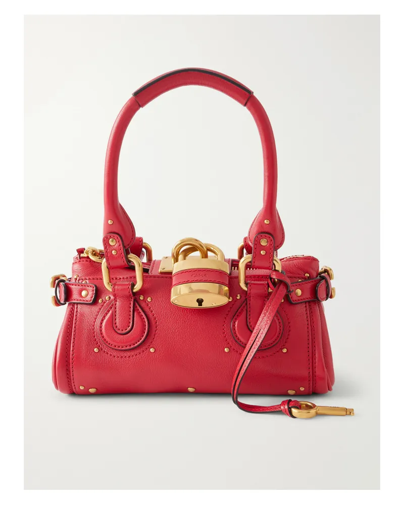 Chloé Paddington Embellished Leather Tote - Red Red