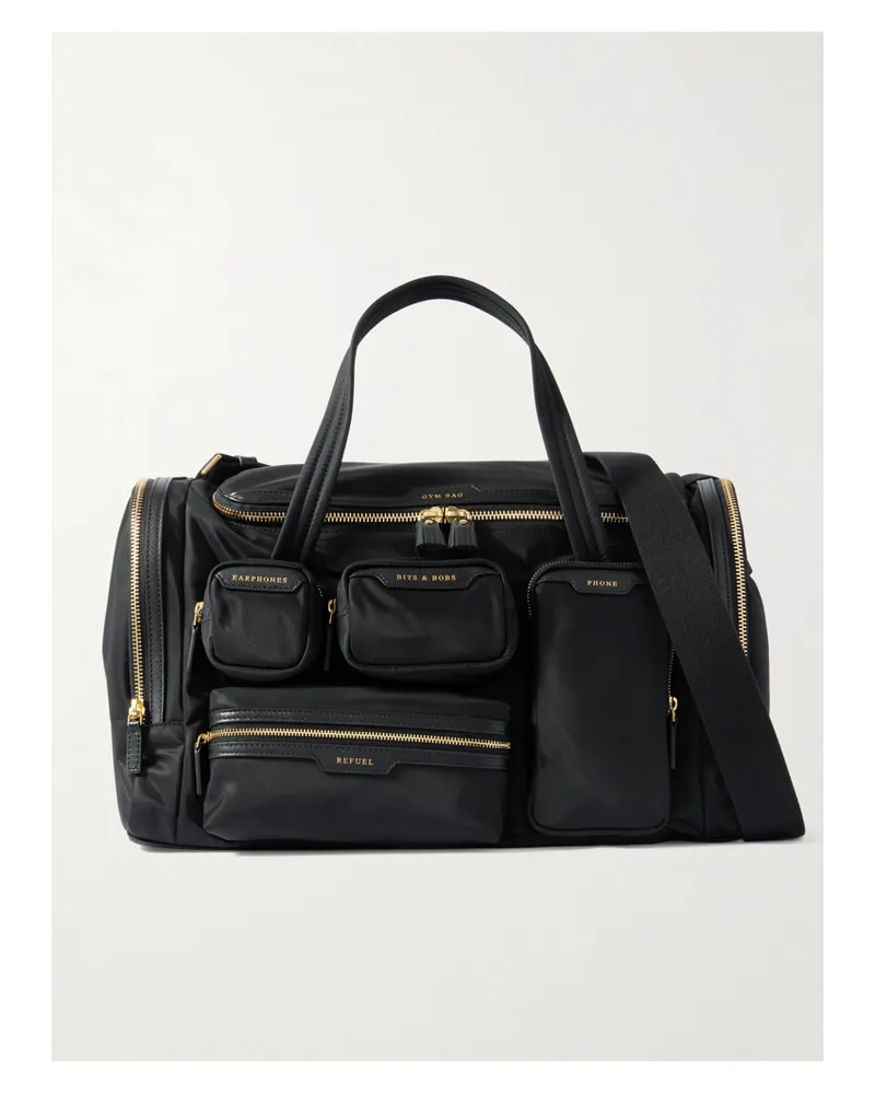 Anya Hindmarch Gym Leather-trimmed Econyl® Tote - Black Black