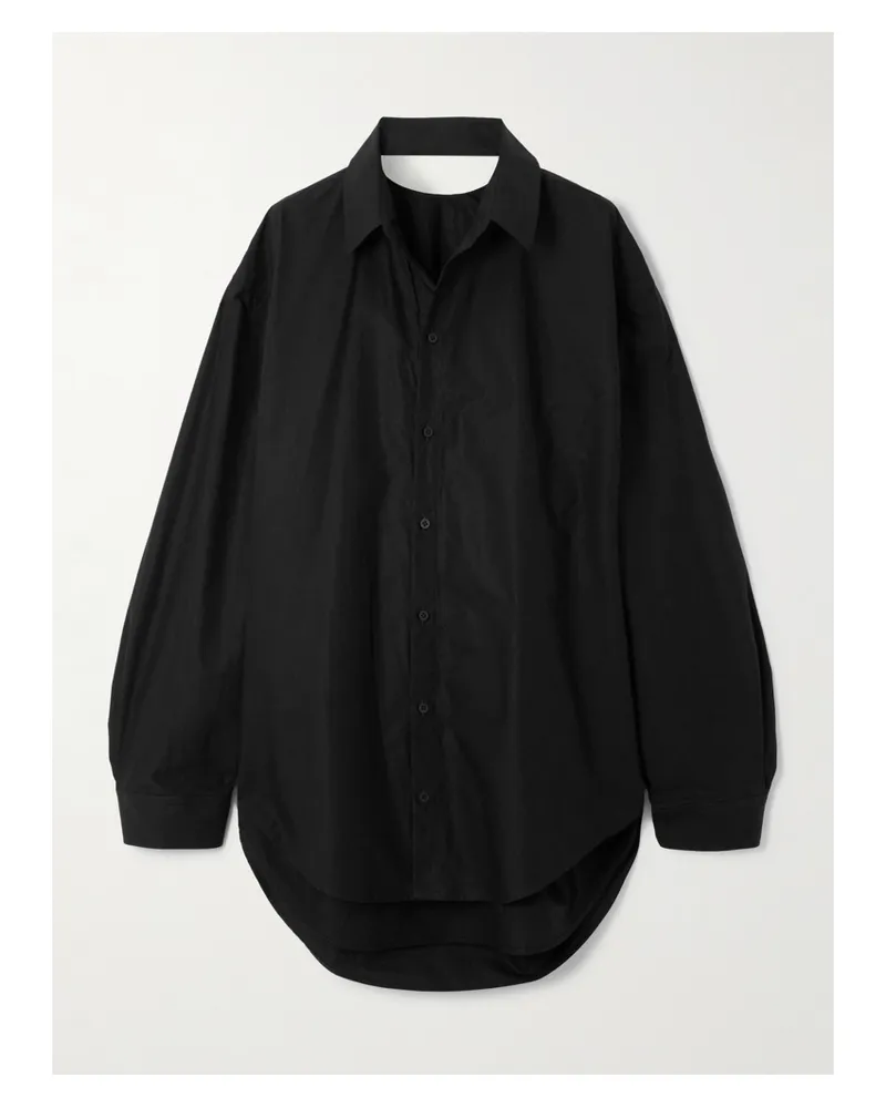 Balenciaga Cotton-poplin Mini Shirt Dress - Black Black