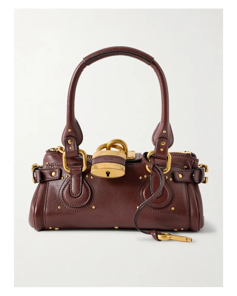 Chloé Paddington Embellished Leather Tote - Brown Brown