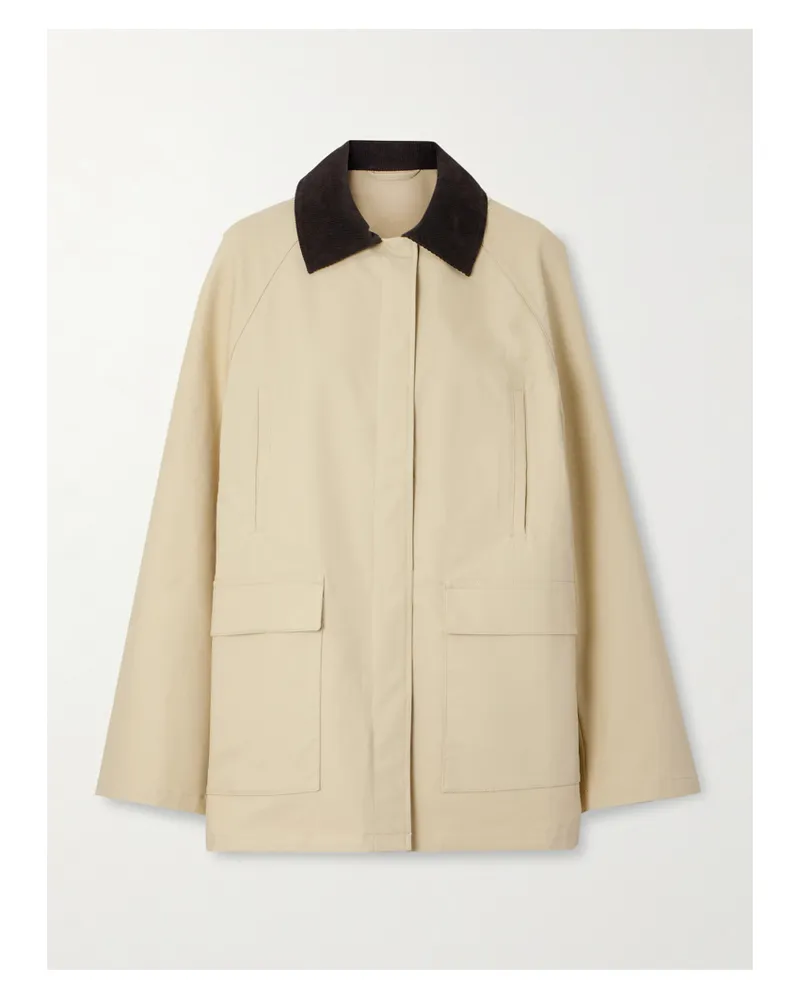 Totême Corduroy-trimmed Coated-canvas Jacket - Neutrals Neutrals