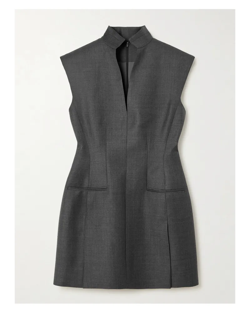 Givenchy Minikleid Aus Woll-twill Mit Fransen - Grau Grau