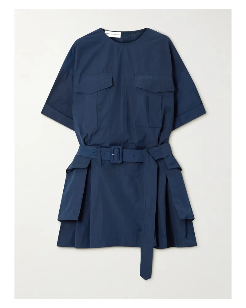 Dries van Noten Minikleid Aus Popeline Mit Falten Und Gürtel - Blau Blau