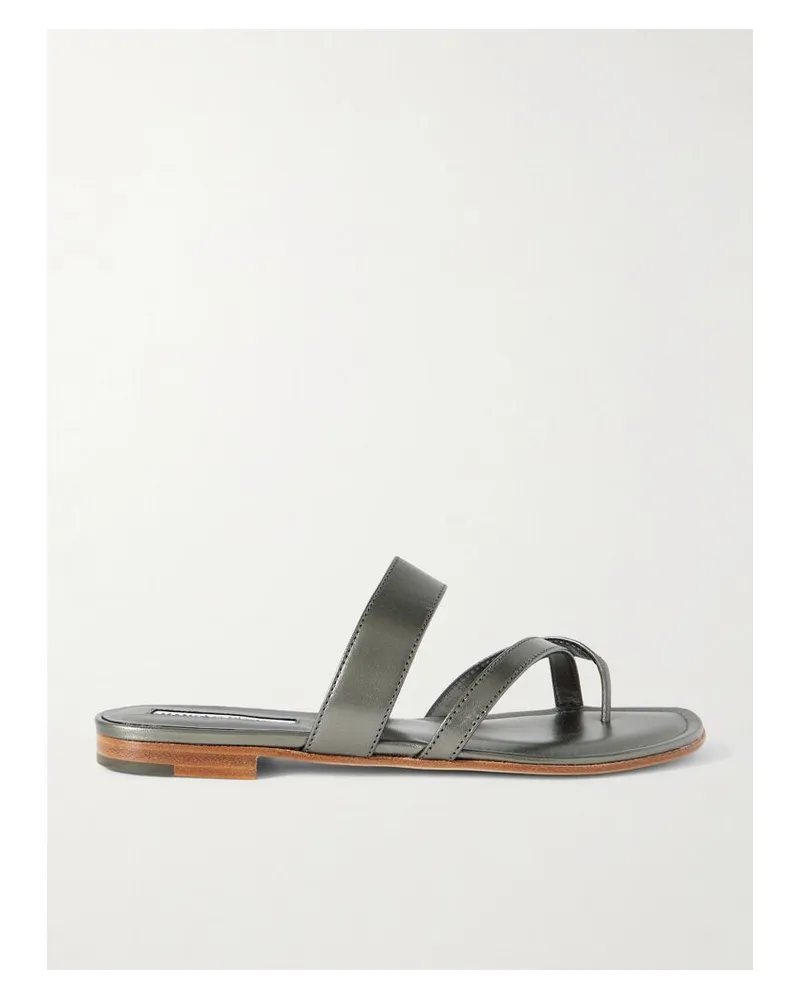 Manolo Blahnik Susa Zehensandalen Aus Metallic-leder - Silber Silber
