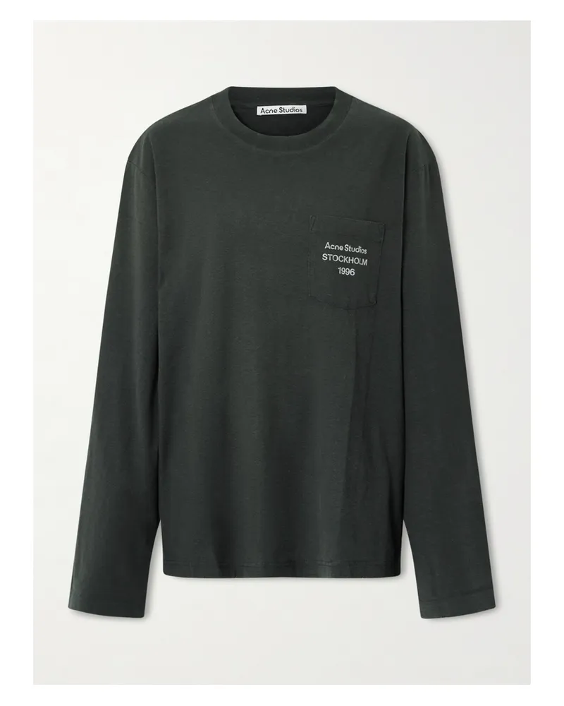 Acne Studios Printed Organic Cotton And Hemp-blend Jersey T-shirt - Black Black