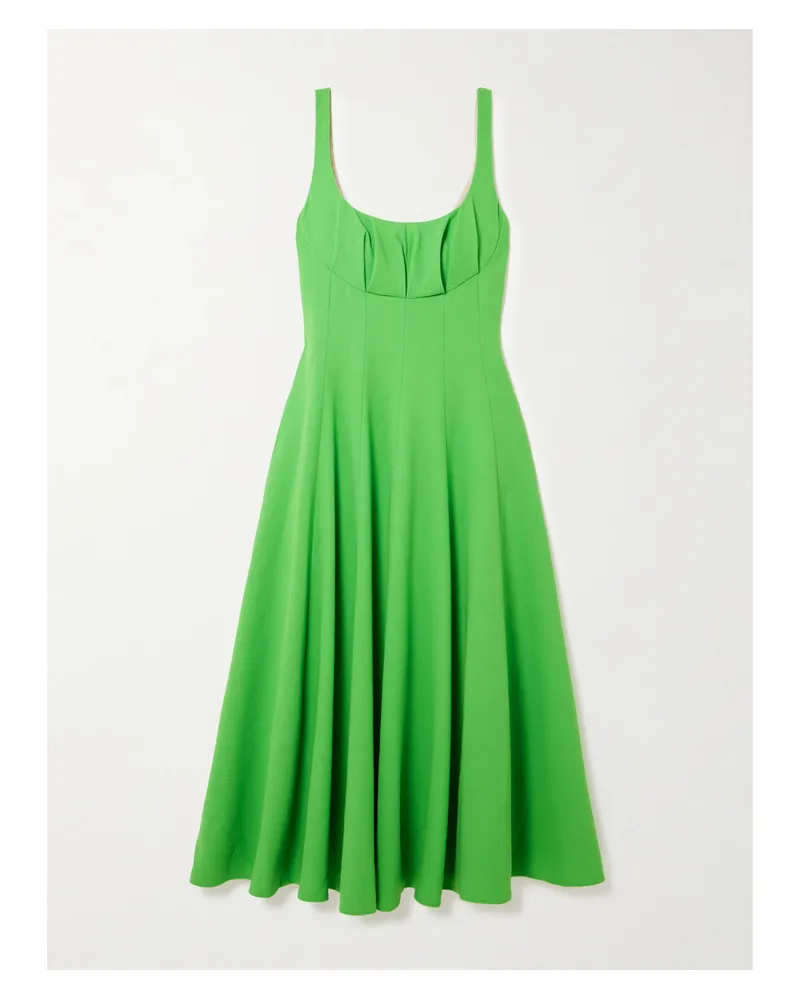 EMILIA WICKSTEAD Collins Midikleid Aus Woll-crêpe Mit Falten - Grün Grün