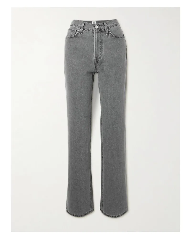 Totême Hoch Sitzende Jeans Mit Geradem Bein Aus Bio-denim - Grau Grau