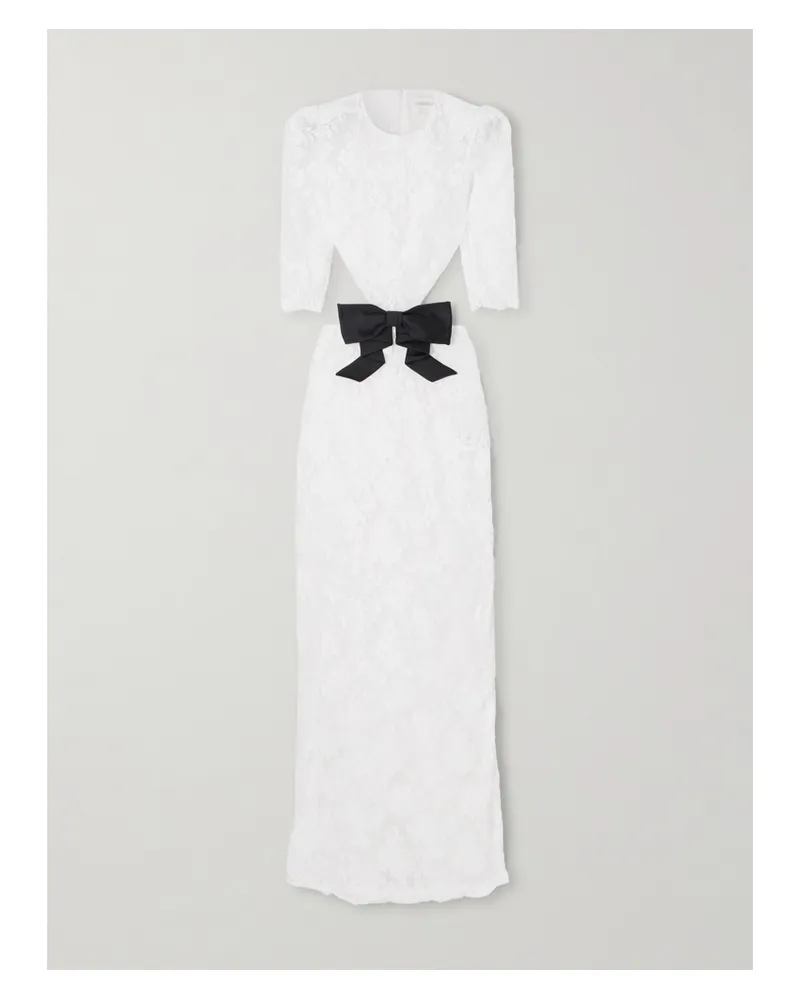 SHUSHU/TONG Robe Aus Spitze Aus Einer Baumwollmischung Mit Schleife Und Cut-out - Weiß Weiß