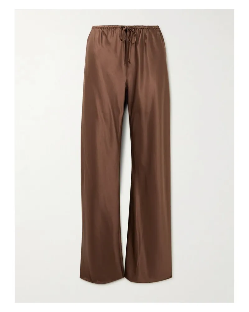 Veronica Beard Billie Hose Mit Geradem Bein Aus Satin Aus Einer Seidenmischung - Braun Braun