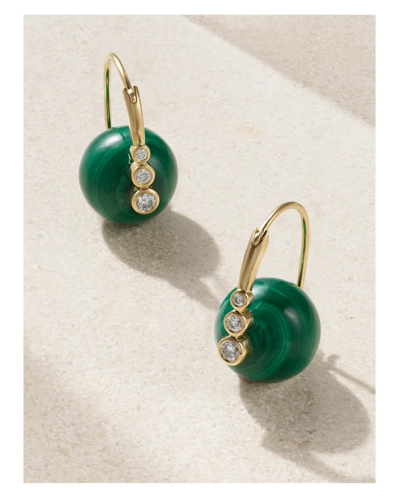 Sydney Evan 14-karat Gold, Malachite And Diamond Earrings - Green Green