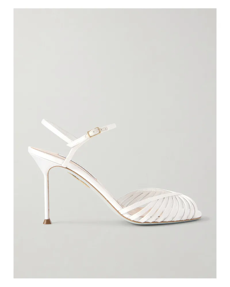Aquazzura Hold Me 85 Sandalen Aus Satin - Weiß Weiß