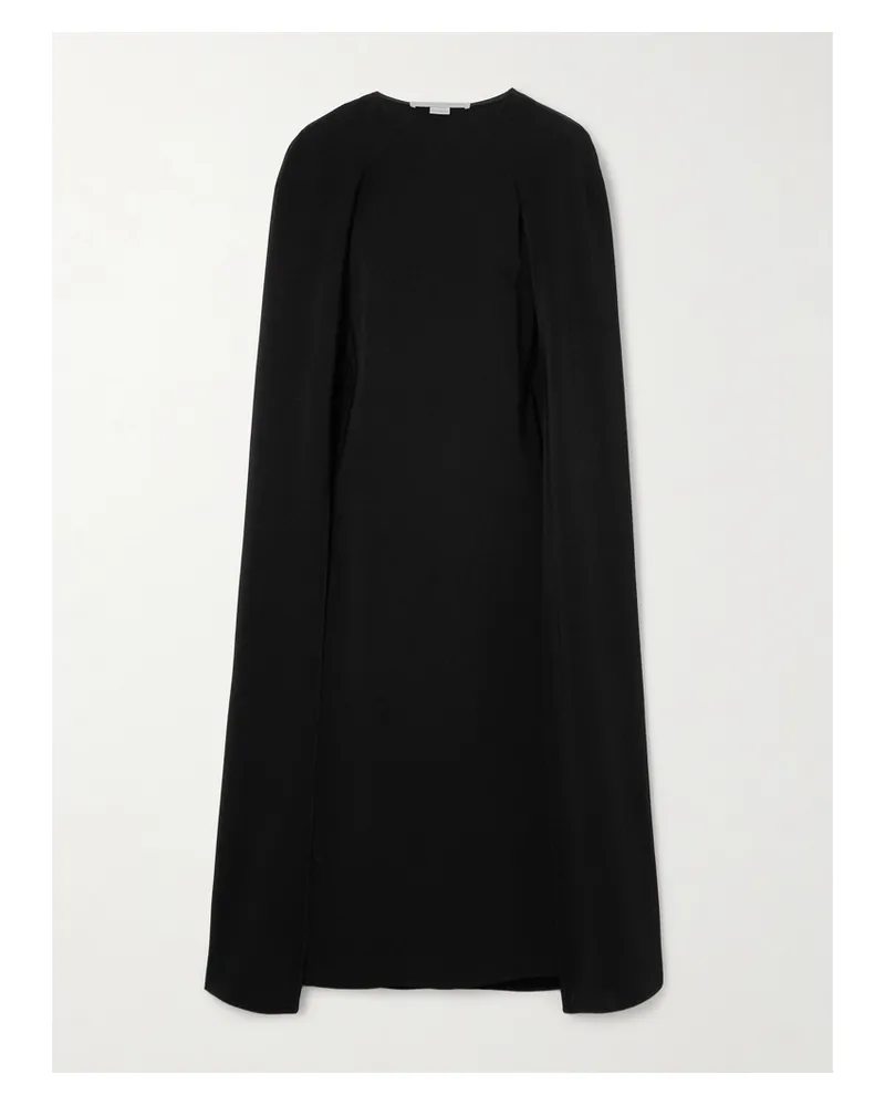 Stella McCartney Midikleid Aus Crêpe Mit Cape-effekt - Schwarz Schwarz