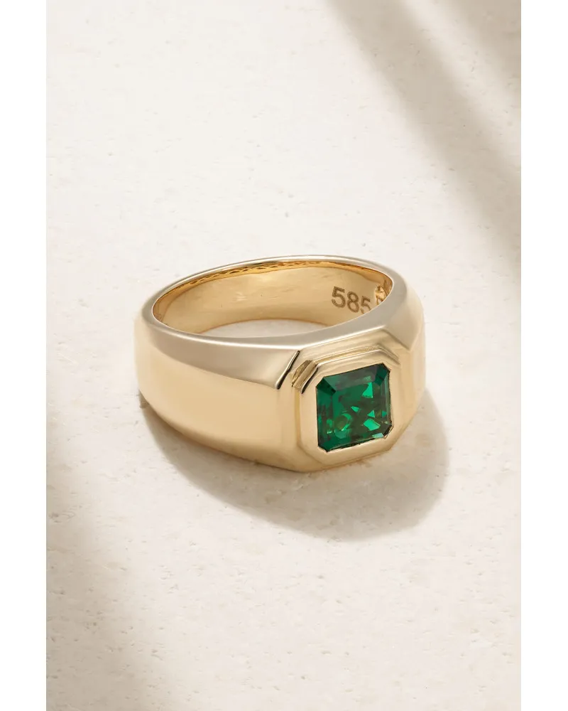 42 Suns Ring aus 14  mit Smaragd Gold