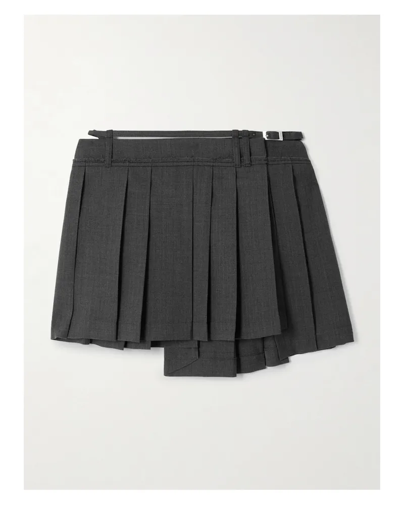 Acne Studios Asymmetrischer Minirock Aus Recyceltem Grain De Poudre Mit Falten Und Gürtel - Grau Grau