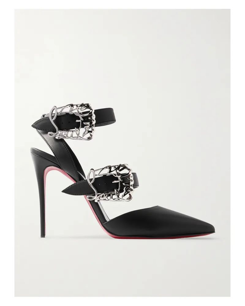 Christian Louboutin Giddylina 100 Buckle-embellished Leather Pumps - Black Black
