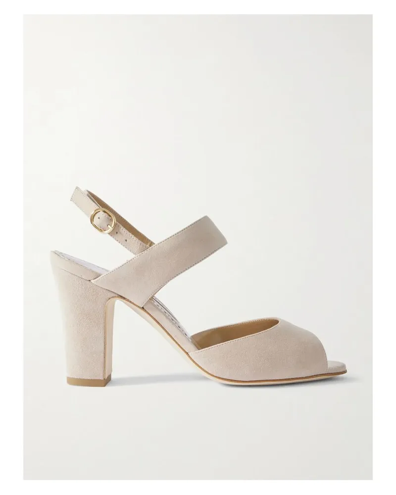 Manolo Blahnik Khiko 90 Slingback-sandalen Aus Veloursleder - Neutral Neutral