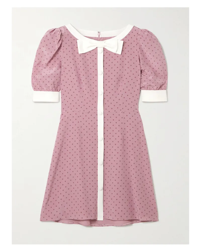 Alessandra Rich Clover Minikleid Aus Seide Mit Polka-dots Und Schleife - Pink Pink