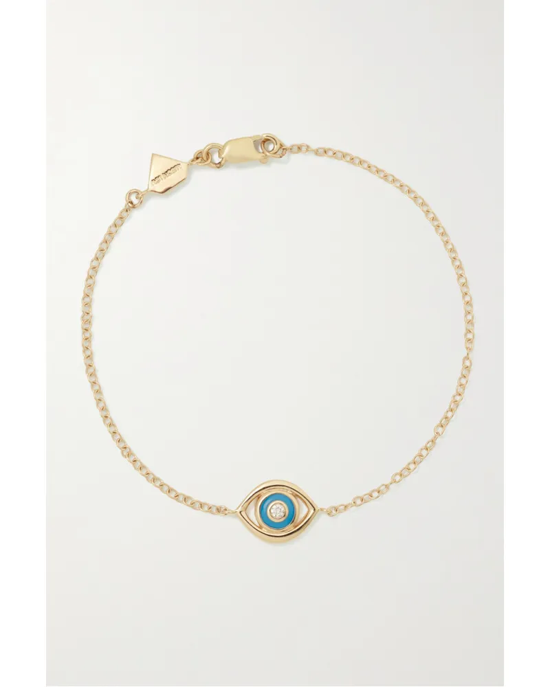 Alison Lou Evil Eye Armband aus 14 Karat Gold