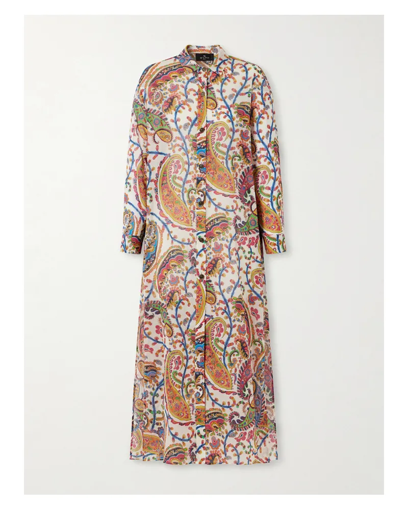 Etro Belted Paisley-print Cotton-voile Midi Shirt Dress - Multi Multi