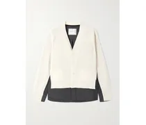 Mehrlagiger Cardigan Aus Wolle Mit Streifen - Wollweiß