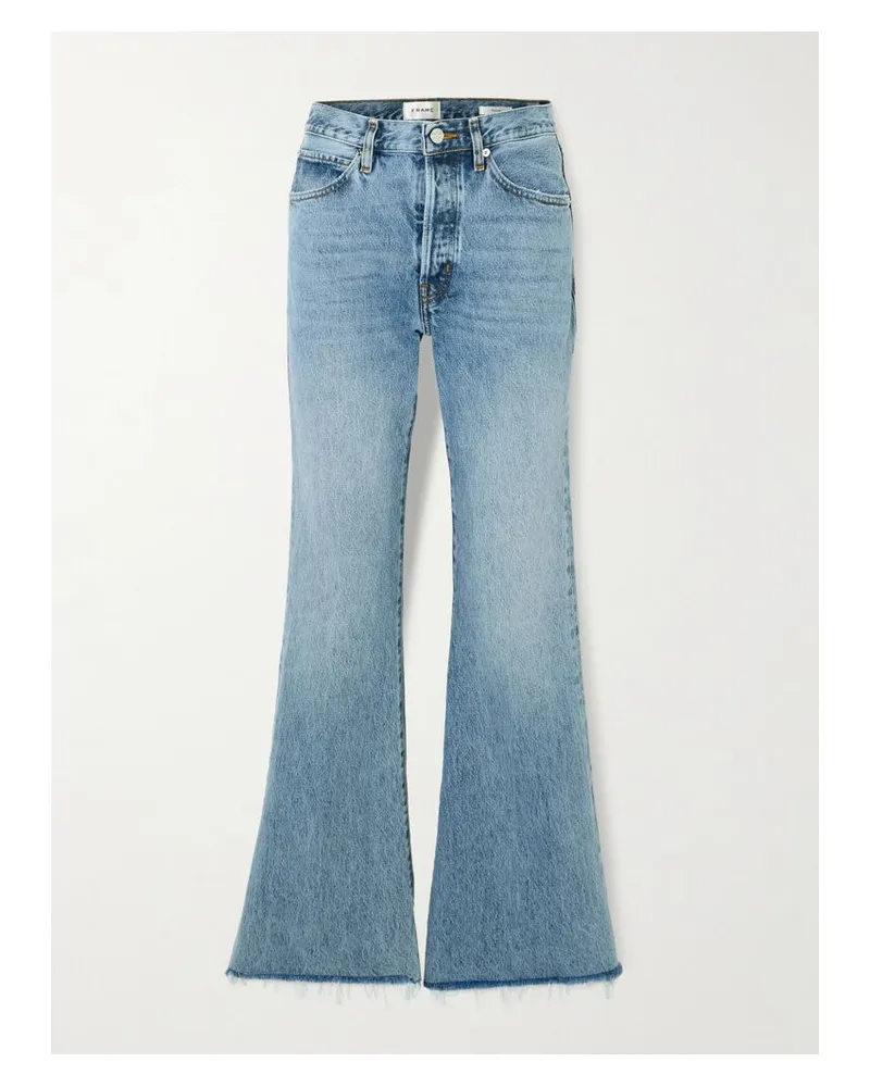 Frame Denim The Lax Hoch Sitzende Schlagjeans Mit Distressed-details - Blau Blau