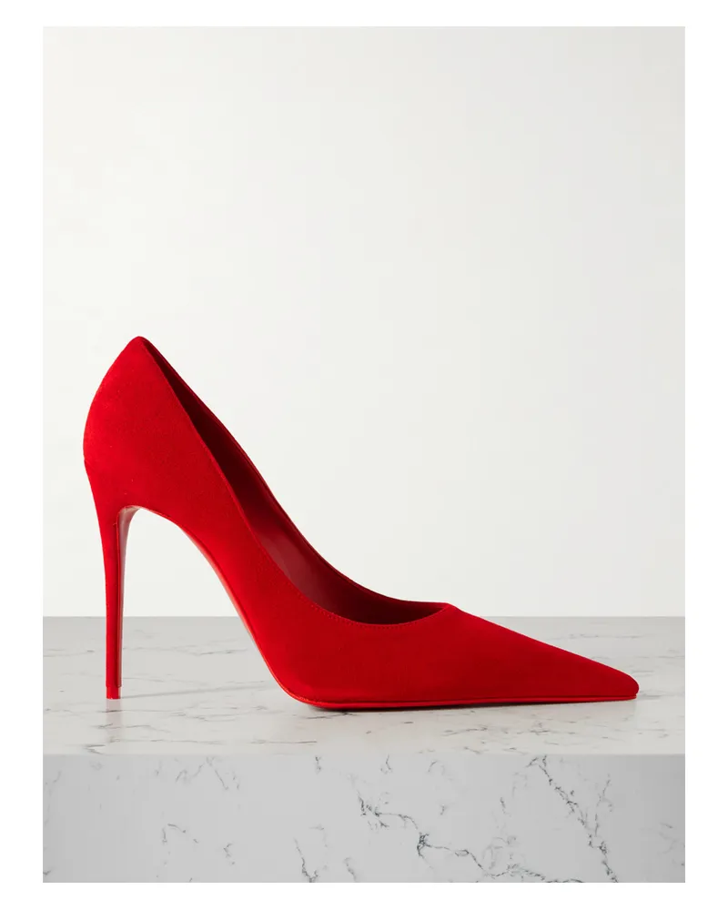 Christian Louboutin Kate Max 100 Suede Point-toe Pumps - Red Red