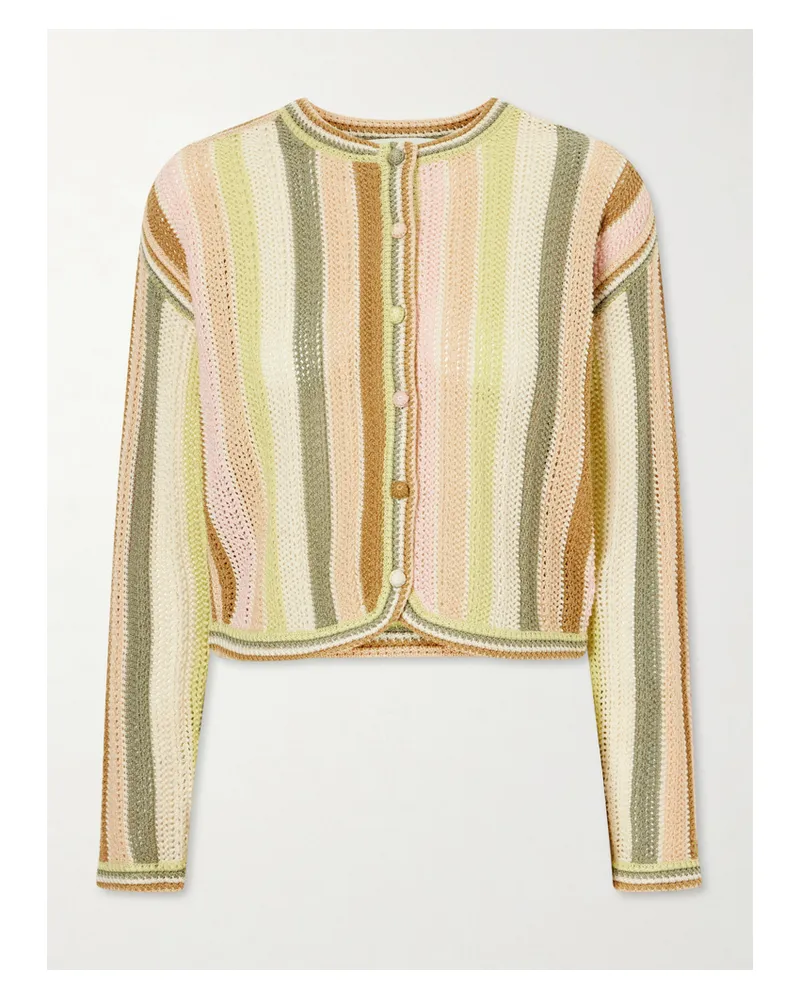 Zimmermann Striped Crocheted Cotton Cardigan - Multi Multi