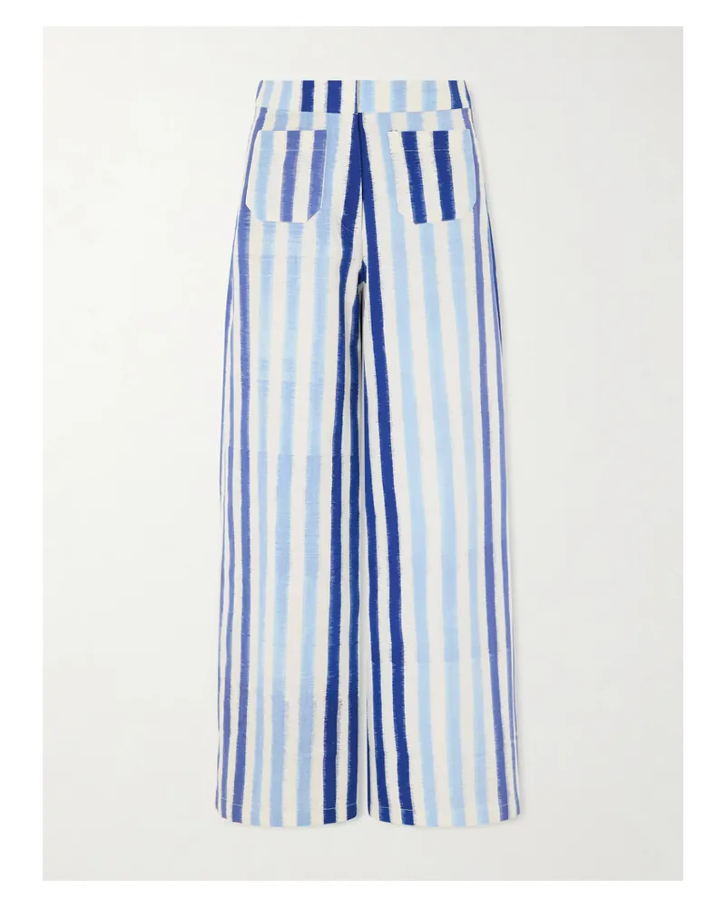 Emporio Sirenuse Striped Wide-leg Cotton Pants - Blue Blue