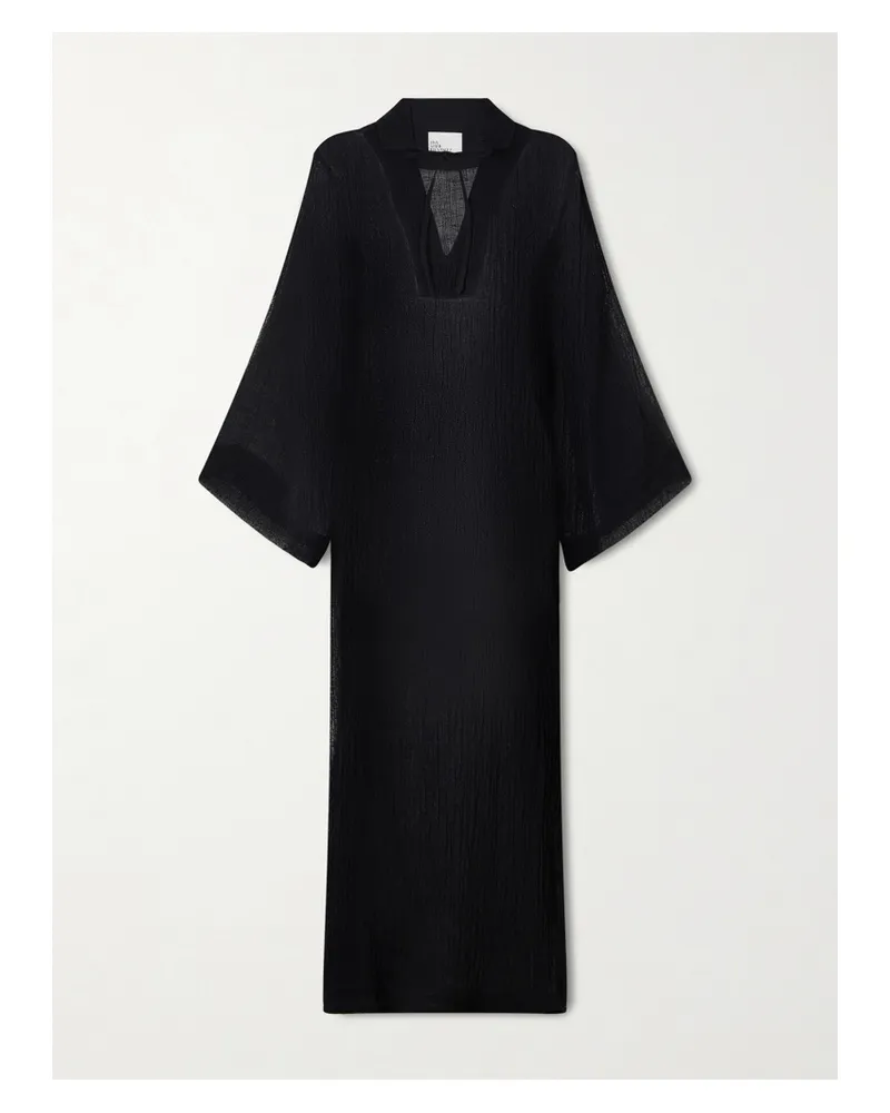 Lisa Marie Fernandez Crinkled Linen-blend Gauze Kaftan - Black Black