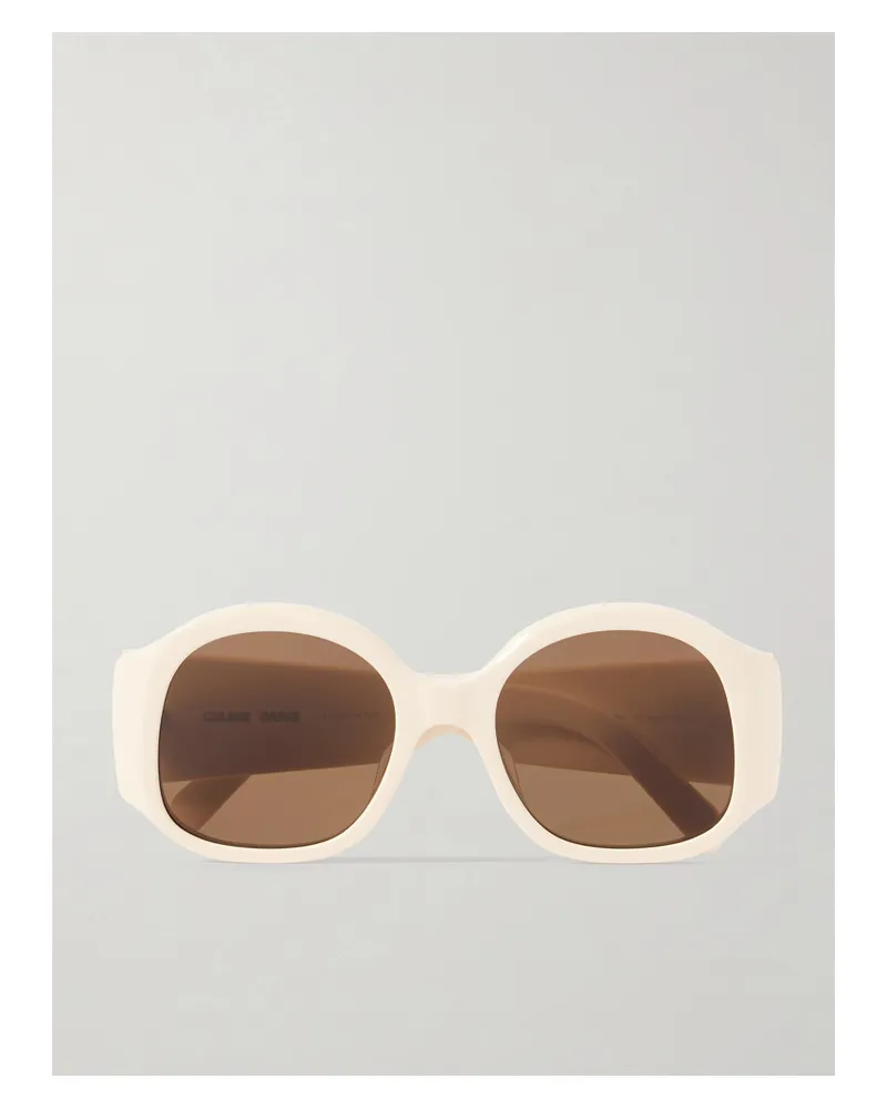 Celine Maxi Triomphe Round-frame Acetate Sunglasses - Neutrals Neutrals