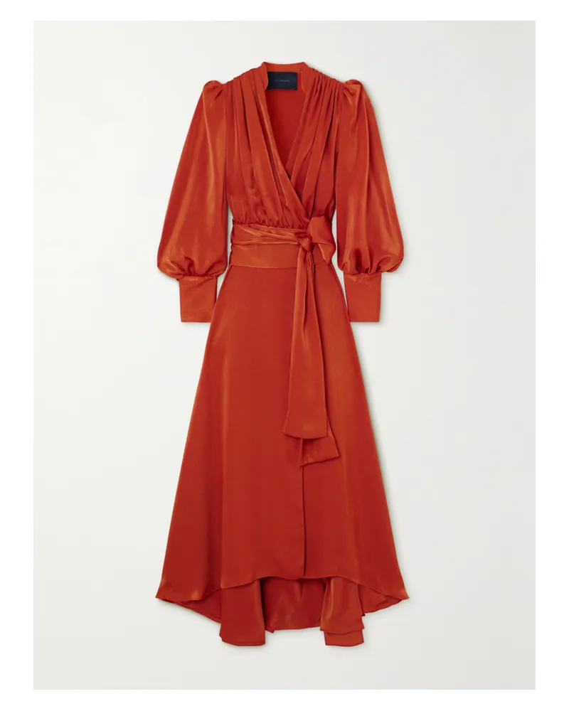 COSTARELLOS Stila Asymmetrisches Maxi-wickelkleid Aus Duchesse-satin - Orange Orange
