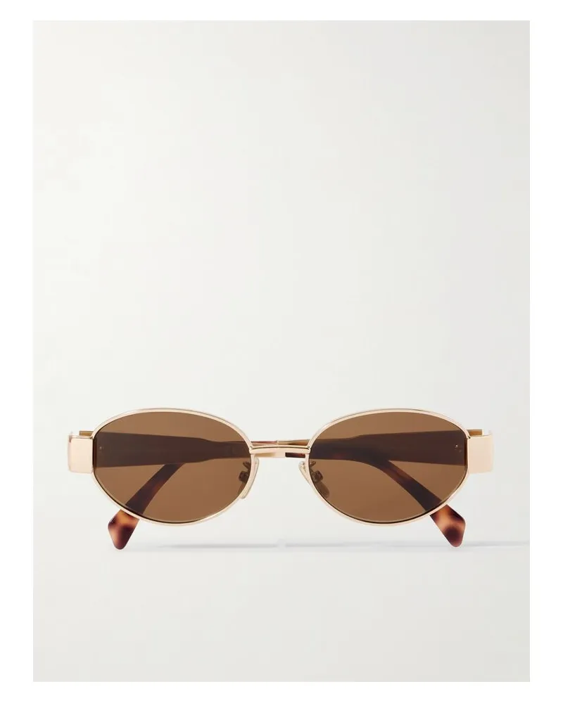Celine Sonnenbrille Mit Ovalem Rahmen Aus Azetat In Hornoptik Mit Roségoldfarbenen Details Gold