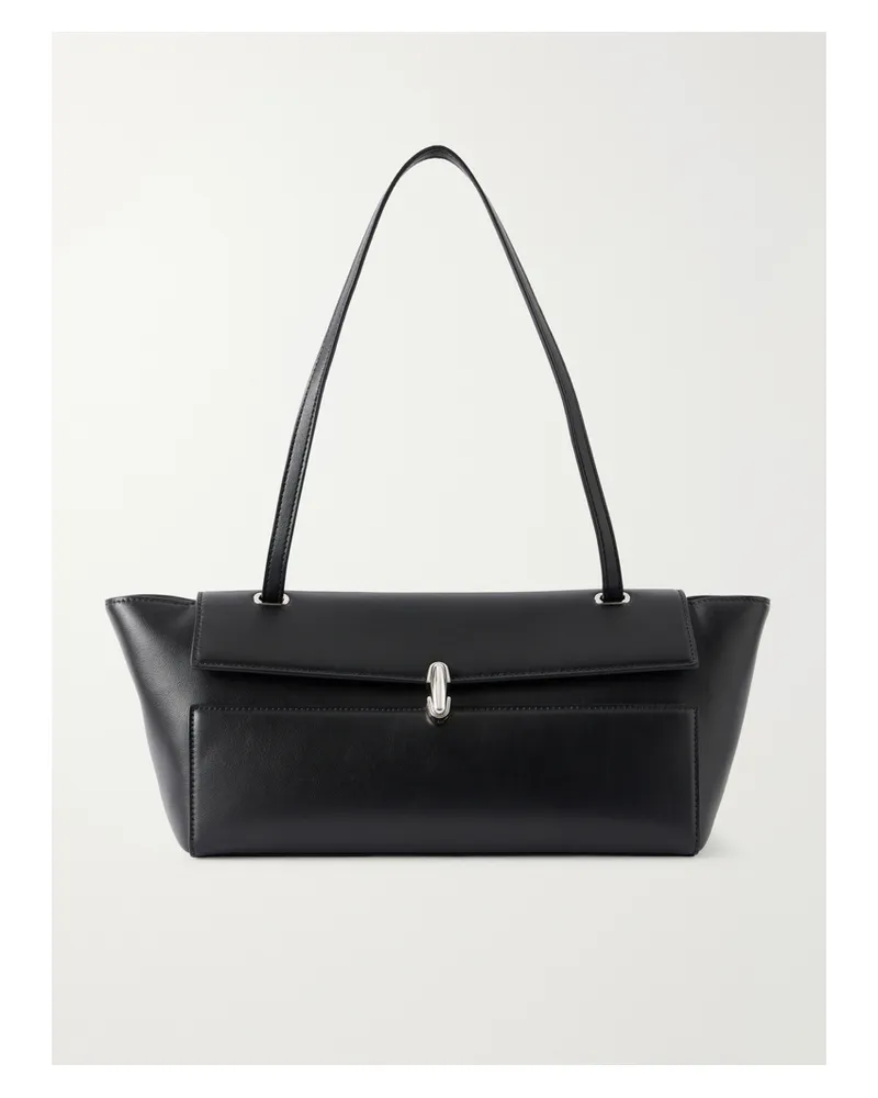 SAVETTE Symmetry Trapeze Leather Shoulder Bag - Black Black