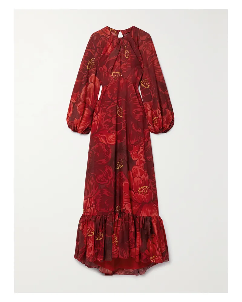 La DoubleJ Eve Maxikleid Aus Chiffon Mit Blumenprint - Rot Rot