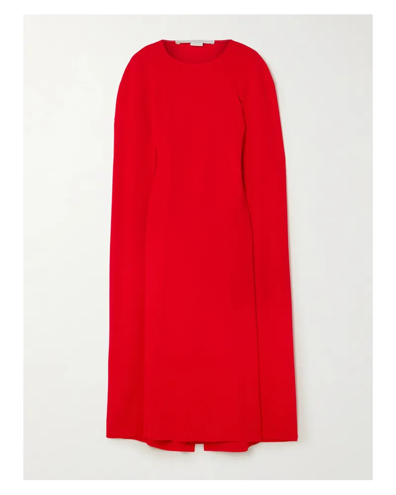 Stella McCartney Midikleid aus Crêpe mit Cape-effekt Rot