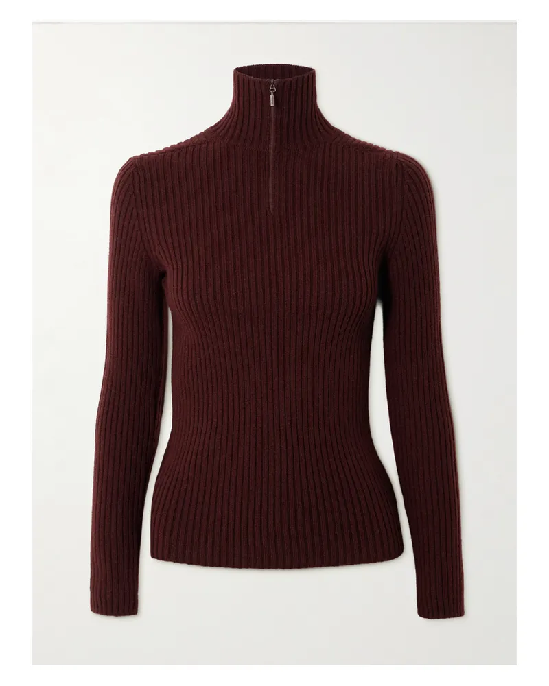 Max Mara Pullover Aus Einer Gerippten Wollmischung Mit Reißverschluss - Rot Rot